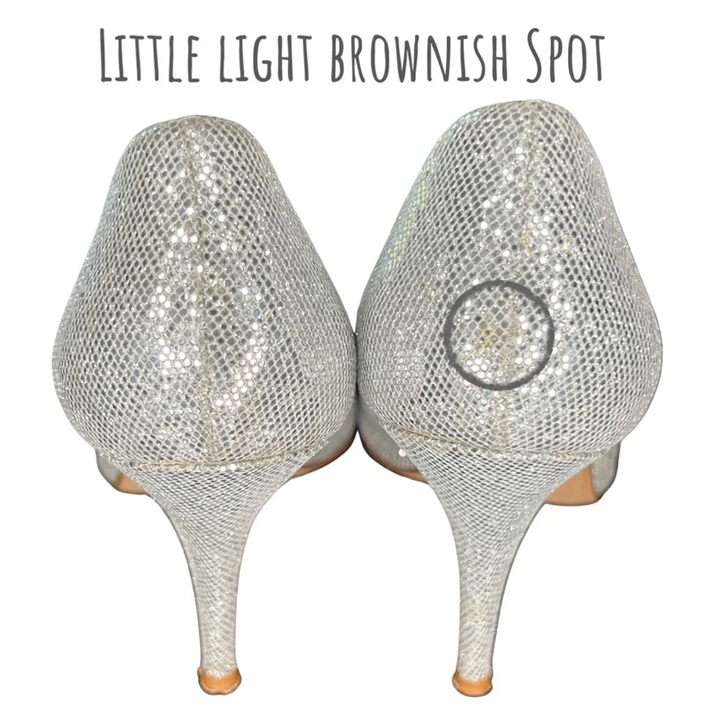 kate spade Heels Glitter Sage D’Orsay Peep Toe Pumps Sparkly Silver Starlight 9
